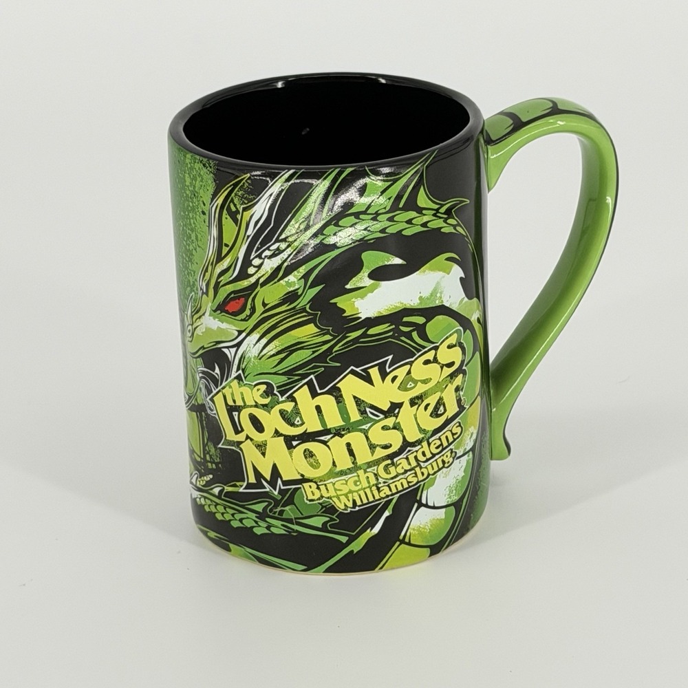 Busch Gardens Loch Ness Monster Roller Coaster Mug Green Dragon